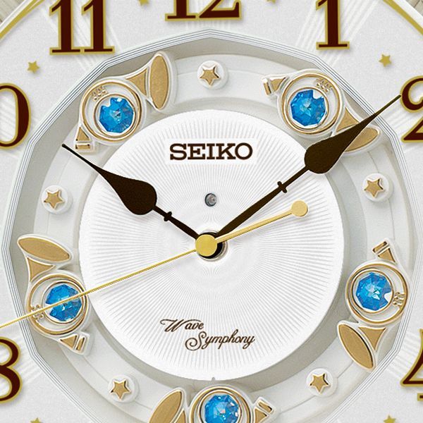 セイコー クロック 掛け時計 電波 アナログ からくり 6曲 メロディ 回転飾り 濃茶 マーブル 模様 RE564H SEIKO - 4